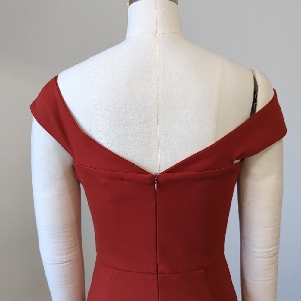Miss Circle Off Shoulder Slim Leg Knit Jumpsuit Red Brown M party cocktail - Picture 4 of 9